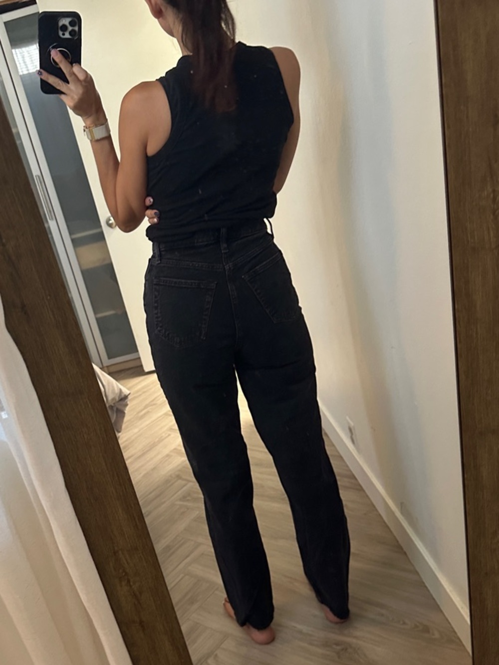 Abercrombie 90s Straight Ultra High-Waist Black Jeans/Curve Love - Picture 2 of 4